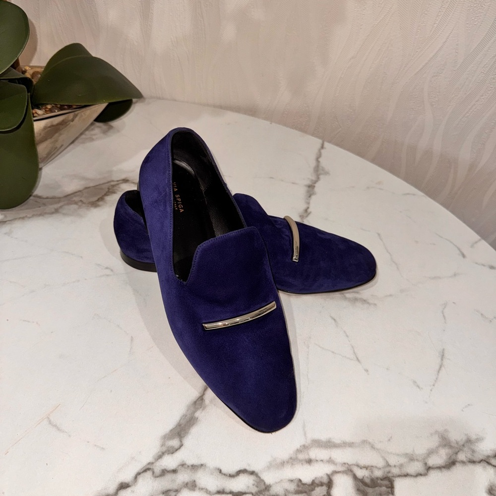 Via Spiga Blue Suede Loafers